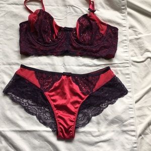 Pink and purple bra and panty set